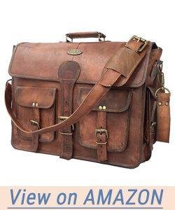 DHK 14 Inch Vintage Handmade Leather Messenger Bag