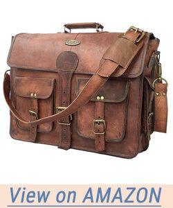 DHK 18 Inch Vintage Handmade Leather Messenger Bag