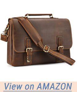 Kattee Men's Crazy Horse Leather Satchel Briefcase