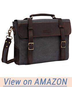 Vaschy Vintage Genuine Leather Canvas Messenger Bag